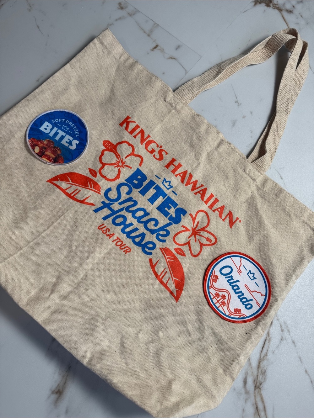 King’s Hawaiian Soft Pretzel Bites Snack House USA Tour Orlando Large Tote Bag